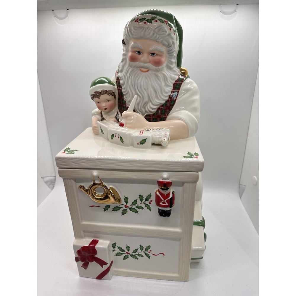 Lenox Santa's Workbench Cookie Jar Christmas Canister Large Holiday Decor